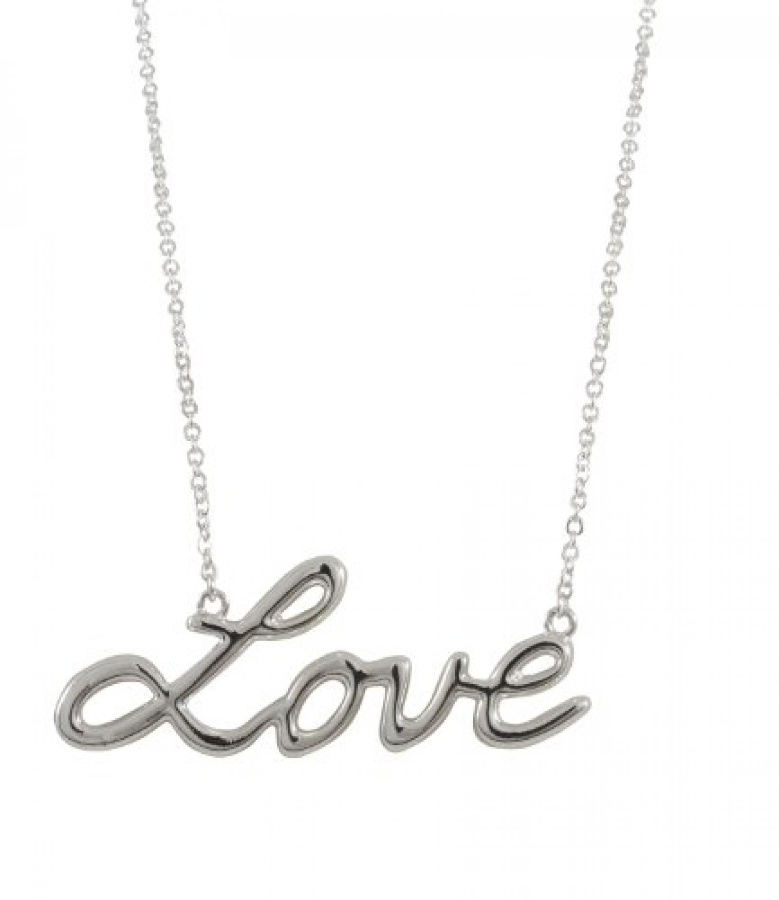 SIX "Bride" silberne, gl&auml;nzende Kette mit "Love" Schriftzug (351-813) 